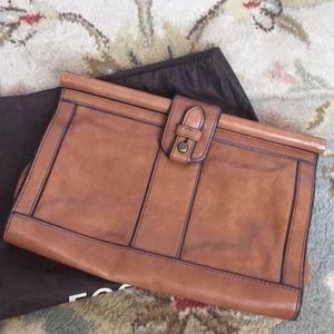 Fossil VRI CLUTCH CAMEL GENUINE LEATHER